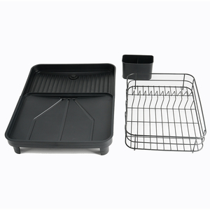 Organizador de cocina de metal Estante para platos con soporte para utensilios Escurridor de platos extensible - Product Image 4