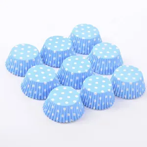 Blue Polka Dot Paper Cake Cup Cupcake Muffin Cases