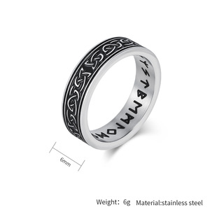 Anello da <span class=keywords><strong>Uomo</strong></span> in Acciaio Inossidabile con Nodo Celtico e Scrittura Runica Vichinga, <span class=keywords><strong>Anelli</strong></span> <span class=keywords><strong>Artigianali</strong></span> Retrò Vintage in Acciaio Inossidabile Argentato, Gioielli per <span class=keywords><strong>Uomo</strong></span> - Product Image 6