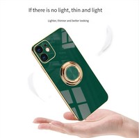 Placage de luxe étui en TPU souple pour iPhone 15 14 13 Mini 12 Pro Max 11 X XS Max XR 8 7 Plus porte-bague couverture arrière