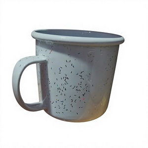 White Speckled Enamel Coffee Mug Metal Camp <b>Cup</b> Custom Printed Drinking Mug for Office <b>Camping</b> Travel - Product Image 2