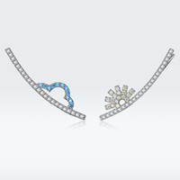 Le soleil nuages temps boucles d'oreilles, 925 argent mode créative d'oreille BSE386 niche de boucle d'oreille