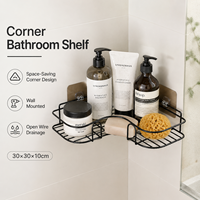 Étagère de rangement murale triangulaire moderne et durable en acier inoxydable pour salle de bain, 30x30x10cm