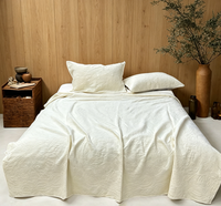 Couverture en coton tissé jacquard écologique 150x200cm - Sumit Garden Blanc - Literie pour la maison toute saison