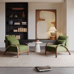 Fauteuil lounge design classique du milieu du siècle, tissu en laine d'agneau, fauteuil de loisirs Bruxelles - Product Image 2