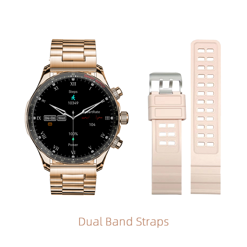 Acciaio dorato+silicone rosa