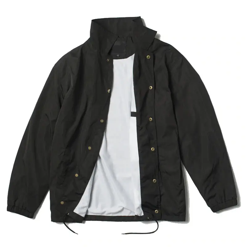 Jaqueta de hip hop de nylon, casaco preto liso à prova d'água, leve, para homens