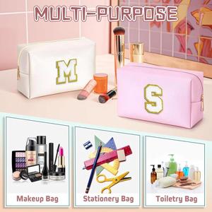 Embroidered Letter Cosmetic Bag Travel <b>Toiletry</b> Bag, Personalized Birthday Wedding Gift, Perfect Gift for Bridesmaids - Product Image 4