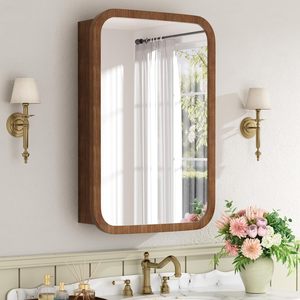 Espejo de Baño SENYU con Marco de Madera Moderno, Rectangular, de Pared, Diseño que Ahorra Espacio - Product Image 1