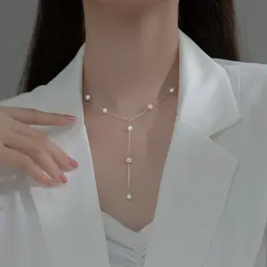 925 ayar gümüş köpüklü elmas inci kolye tasarımcı gerdanlık zincir boncuklu kolye kadınlar için güzel takı kolye
