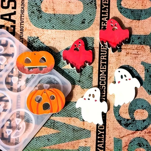 Ensemble de 3 pièces de <span class=keywords><strong>citrouille</strong></span>, chauve-souris, moule en silicone fantôme, bijoux en plâtre, boucles d'oreilles, pendentif, série Halloween, procédé à la résine époxy - Product Image 3