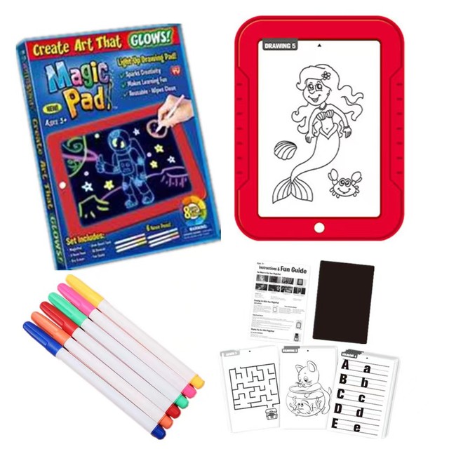 3d Children's Fluorescent Sketchpad Doodle Set Magic Light Drawing Tablet