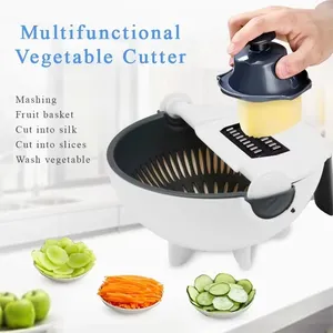 9 in 1 <b>Vegetable</b> <b>Cutter</b> with Drain Basket <b>Multifunctional</b> Large Capacity Magic Rotate <b>Vegetables</b> Chopper Veggie Shredder Grater - Product Image 2