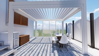 Vente en gros de gazebo imperméable au design moderne jardin de luxe extérieur automatique patio pare-pluie en aluminium pergola à persiennes en aluminium