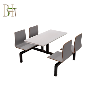 Set di Tavolo <span class=keywords><strong>e</strong></span> <span class=keywords><strong>Sedie</strong></span> in Legno Curvato di Alta Qualità per Mensa Scolastica a 4 Posti - Product Image 1
