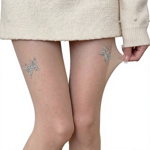 Nouvelle Recommandation Collants fins pour <span class=keywords><strong>femme</strong></span> en nylon à paillettes, motif papillon pierre chaude, faits main, anti-écaillage, modelant le corps et rehausseur de fesses - Product Image 1
