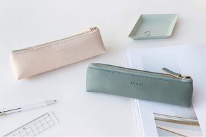 Pochette de maquillage en cuir PU, étui à crayons et fournitures scolaires avec fermeture éclair et logo SUNNY, pour l'école et le bureau - Product Image 5