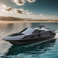 HISON Mini Yacht Télécommandé Jet-Boat J2 Moteur Intrabord en Fibre de Verre avec Moteur Haute Vitesse