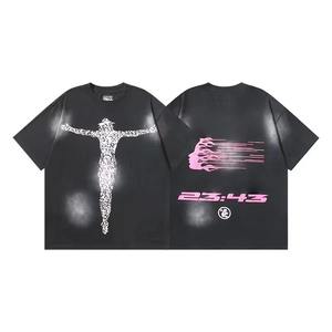 T-shirt unisexe en coton lourd de 270 grammes, style vintage délavé à l'acide, imprimé numériquement avec logo personnalisé, coupe oversize pour homme - Product Image 4