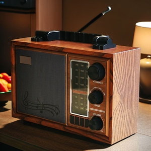 Radio portable vintage à grain de bois FM AM SW 3 bandes avec connexion Bluetooth, lecteur MP3 USB TF, batterie rechargeable, décoration d'intérieur - Product Image 3