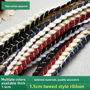 ริบบิ้นทอเส้นด้ายสีทองเงินขนาด 3-1.5 ซม. สำหรับงานฝีมือ DIY ตกแต่งเสื้อผ้า  ไม่ยืดหยุ่น ใช้สำหรับตกแต่งเสื้อผ้า - Product Image 2