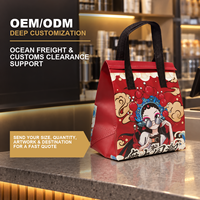 Sac isotherme non tissé pour livraison de repas avec doublure en feuille d'aluminium, impression culturelle personnalisée pour les plats à emporter des restaurants