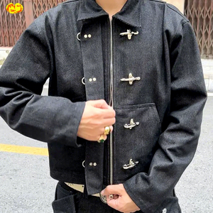 Custom Men's Retro Wool Jacket and <b>Trousers</b> Set Turn <b>Down</b> Collar Lobster Clasp Coat Baggy Pants Winter Tweed Suit - Product Image 2