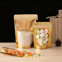 Sachet debout en aluminium métallique Sacs à fermeture éclair refermables avec fenêtre transparente pour bonbons, collations et assaisonnements