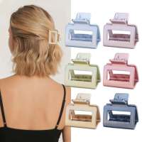 Petites pinces à cheveux carrées en plastique mat de 5 cm |   Pinces à cheveux antidérapantes à forte adhérence, style européen, pour femmes aux cheveux épais, pour les fêtes, emballage carton