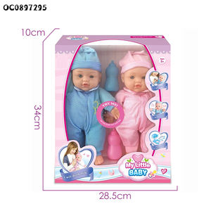 Poupées <span class=keywords><strong>reborn</strong></span> de 12 pouces, <span class=keywords><strong>jumeaux</strong></span> garçon et fille en silicone souple avec biberon - Product Image 2