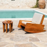 Fauteuil à bascule en bois massif, chaise longue de balcon, chaise de loisirs décontractée, style bohème vintage, pour maison d'hôtes, terrasse extérieure, canapé détachable