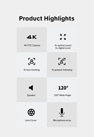 6 Mikrofonlu Dizilim ve Hi-Fi Hoparlörlü Hepsi Bir Arada 4K Web Kamerası, Hibrit Toplantı Odaları için Kablosuz Uzatma Mikrofonları Desteği