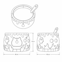 Lit pour chat en carton ondulé en forme de chaudron, niche ronde pour chat avec rebord anti-goutte et boule suspendue