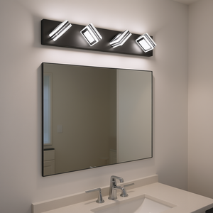 Applique murale moderne noire 26 pouces à 4 lumières LED pour salle de bain avec éclairage de miroir - Product Image 2