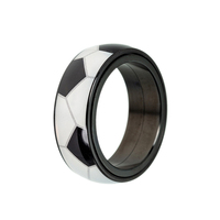 8mm Anneau En Acier Inoxydable Noir Football Basketball Baseball Rugby Sports Rotatif Décompression En Acier Inoxydable Anneau De Doigt 439