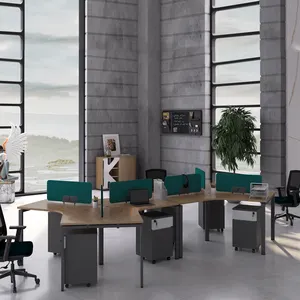 Mesa de centro de llamadas para 3 personas, muebles modulares de oficina con separaciones, tamaño estándar