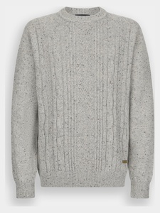 Pull en <span class=keywords><strong>laine</strong></span> mélangée <span class=keywords><strong>alpaga</strong></span> à côtes Donegal surdimensionné pour homme en gris chiné, col rond, pull pour un style streetwear confortable - Product Image 6
