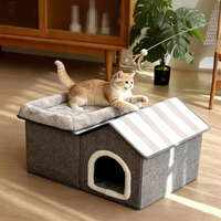 Private Label Faltbares Winter-Warmes Katzenbett Geschlossenes Haustierhaus Gemütliche Katzenvilla Zusammenklappbare Haustierzubehörprodukte Hersteller Großhandel