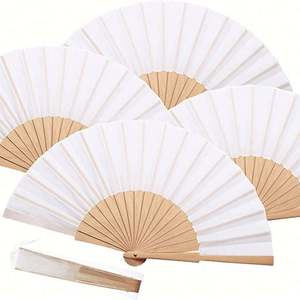 Éventail pliable en bois personnalisé avec impression sur tissu, en bambou écologique et technique de peinture, idéal pour l'été et les fêtes - Product Image 1