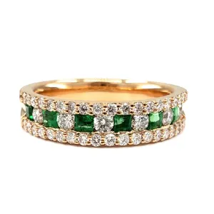 Hong Kong High End Fine Jewelry all'ingrosso 14k gold emerald gemstone anelli di fidanzamento per Wedding Woman