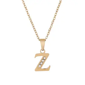 ZHONG NUO, los últimos accesorios para mujer, chapado en oro Collar personalizado de acero inoxidable, collares con colgante de letras, cadena de diamantes