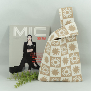 Elegant Striped Pattern Knitting Polyester Nylon <strong>Handbag</strong> Black and <strong>White</strong> Eco <strong>Small</strong> Shopping Bag Wool Crochet Tote Hand Bags for - Product Image 4