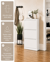 ASSOC Meuble à chaussures métallique ultra-fin 155 mm, 3/4 niveaux, avec étagères basculantes, rangement gain de place, sans assemblage requis, pour entrée