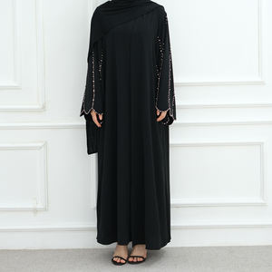 Abaya de Luxe <span class=keywords><strong>Noire</strong></span> Dubaï Loriya 2025 pour Femme Musulmane, <span class=keywords><strong>Robe</strong></span> Islamique Cardigan Ouvert à l'Avant avec Perles de Diamant - Product Image 3