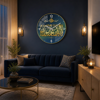 Horloge murale islamique, mosquée, Shahada, calligraphie arabe, cristal acrylique brillant noir or, décoration d'intérieur, art moderne, grand cadeau