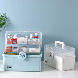 Boîte de rangement portable pour médicaments à grande capacité, 3 étages, avec serrure, organiseur de premiers secours pour la maison, les voyages et les urgences - Product Image 1
