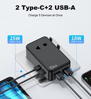 Prise de conversion multifonctionnelle GaN, directement de l'usine, universelle US/UK/EU, avec double USB et double adaptateur de charge rapide Type-C