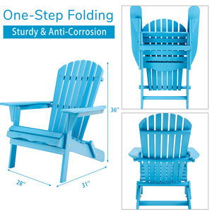 Set di Sedie Adirondack Pieghevoli <span class=keywords><strong>in</strong></span> Legno, Design Moderno, Colore Naturale e Bianco, Arredamento da Esterno per Patio, Giardino, <span class=keywords><strong>Spiaggia</strong></span>, Terrazza, Impermeabile - Product Image 3