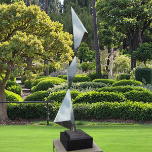 Escultura geométrica de Arte de metal de jardín de acero inoxidable con espejo moderno personalizado - Product Image 2