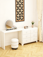 Table de maquillage et coiffeuse en fer noir pour chambre à coucher, avec tiroirs intégrés, style rétro crème, meuble de rangement d'angle